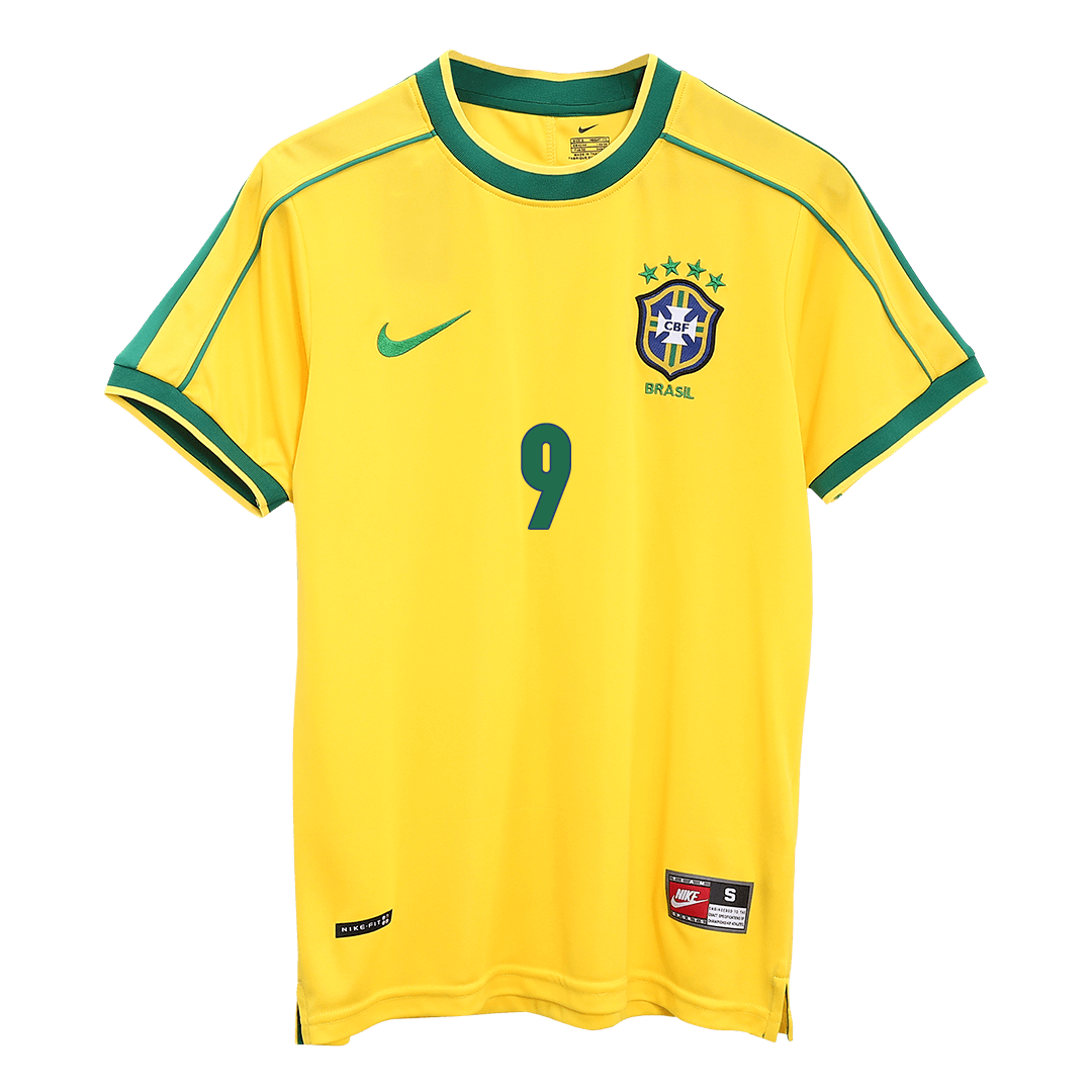 Retro RONALDO #9 1998 Mens Brazil World Cup Home Jersey