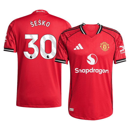 ŠEŠKO #30 Mens Manchester United Home Jersey 2025/26 - Player Version (Slim Fit)