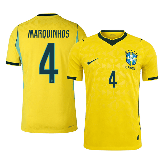 MARQUINHOS #4 Mens Brazil World Cup Home Jersey 2026 - Player Version (Slim Fit)
