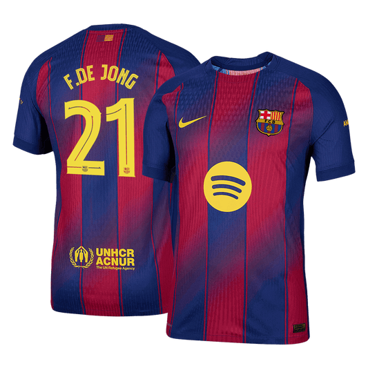 F.DE JONG #21 Mens Barcelona Home Jersey 2025/26 UCL - Player Version (Slim Fit)