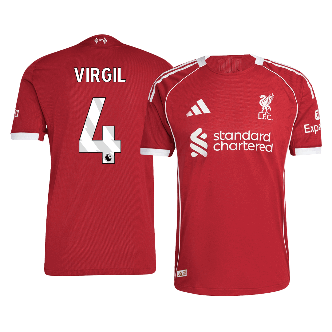 VIRGIL #4 Mens Liverpool Home Jersey 2025/26 - Player Version (Slim Fit)