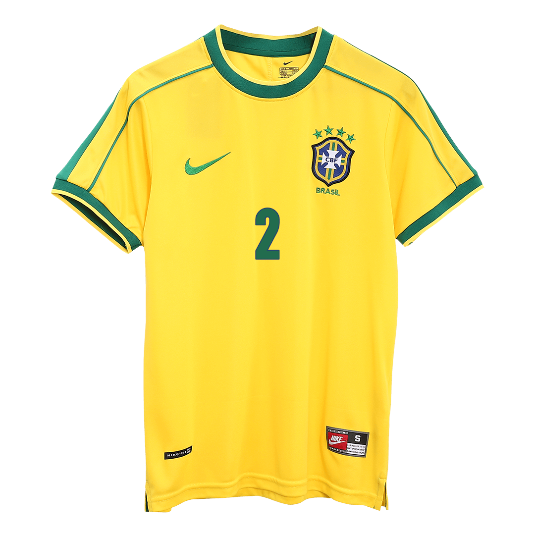 Retro CAFU #2 1998 Mens Brazil World Cup Home Jersey