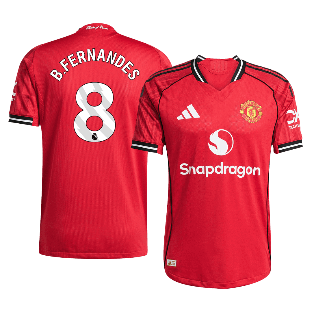 B.FERNANDES #8 Mens Manchester United Home Jersey 2025/26 - Player Version (Slim Fit)