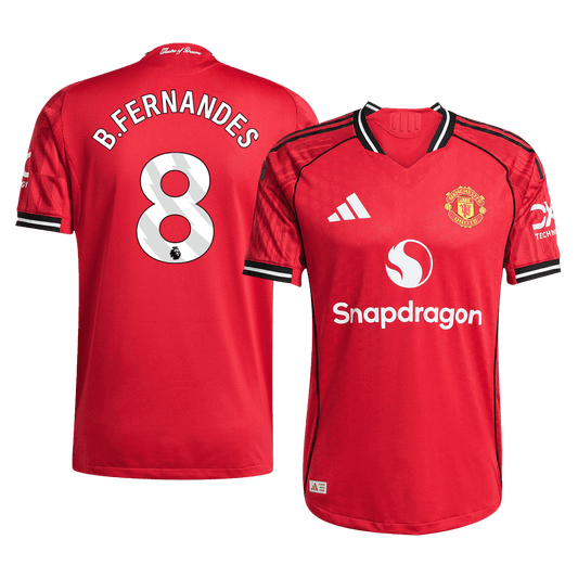 B.FERNANDES #8 Mens Manchester United Home Jersey 2025/26 - Player Version (Slim Fit)