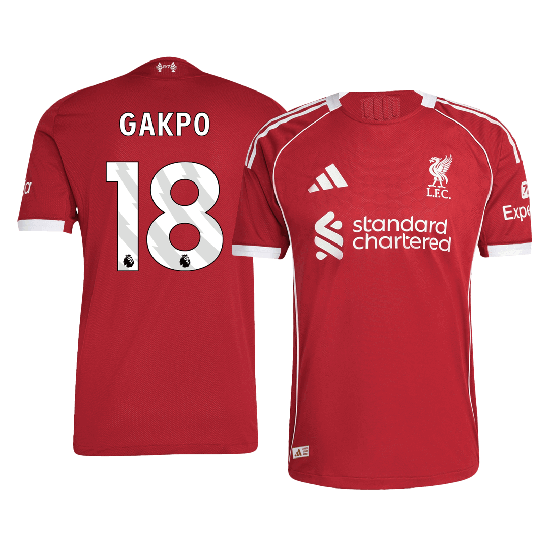 GAKPO #18 Mens Liverpool Home Jersey 2025/26 - Player Version (Slim Fit)