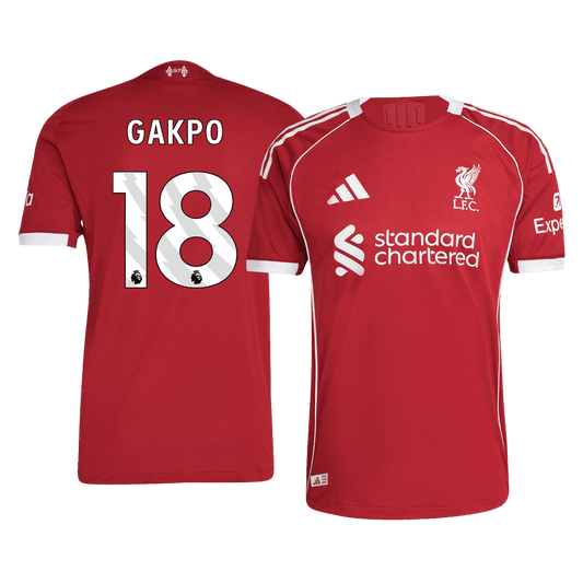 GAKPO #18 Mens Liverpool Home Jersey 2025/26 - Player Version (Slim Fit)