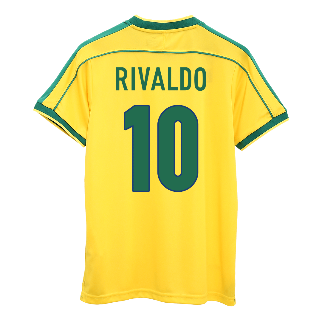 Retro RIVALDO #10 1998 Mens Brazil World Cup Home Jersey