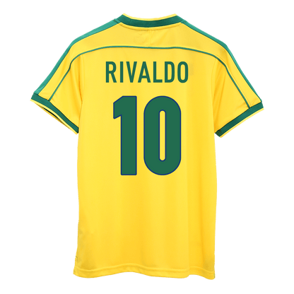 Retro RIVALDO #10 1998 Mens Brazil World Cup Home Jersey
