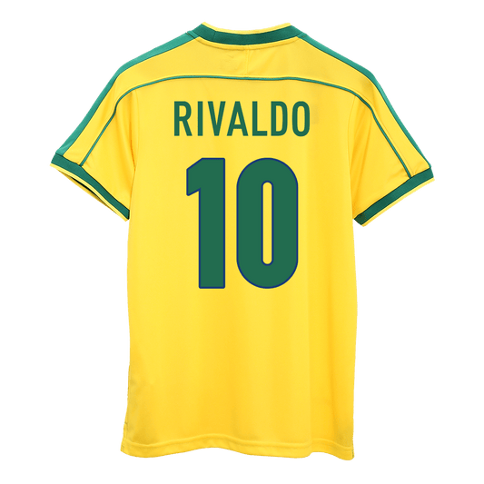 Retro RIVALDO #10 1998 Mens Brazil World Cup Home Jersey