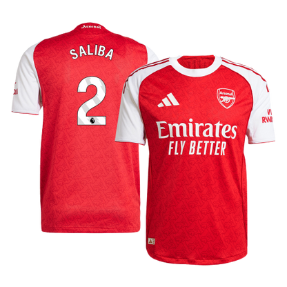SALIBA #2 Mens Arsenal Home Jersey 2025/26 - Player Version (Slim Fit)
