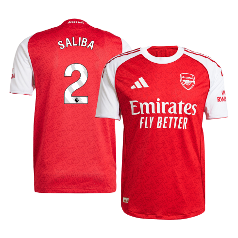 SALIBA #2 Mens Arsenal Home Jersey 2025/26 - Player Version (Slim Fit)
