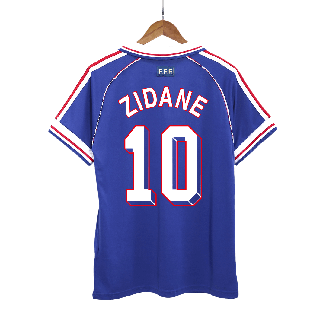 Retro ZIDANE #10 1998 Mens France World Cup Home Jersey