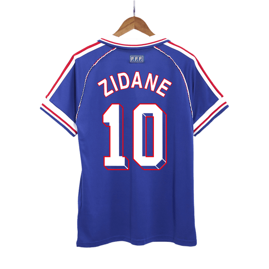 Retro ZIDANE #10 1998 Mens France World Cup Home Jersey
