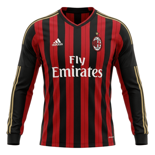 Retro 2013/14 Mens AC Milan Home Long Sleeve Jersey