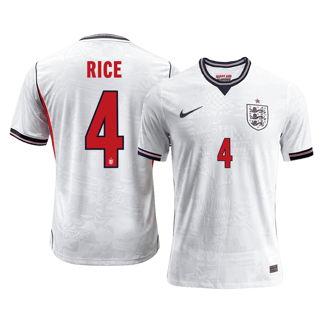 RICE #4 Mens England World Cup Home Jersey 2026 - Player Version (Slim Fit)
