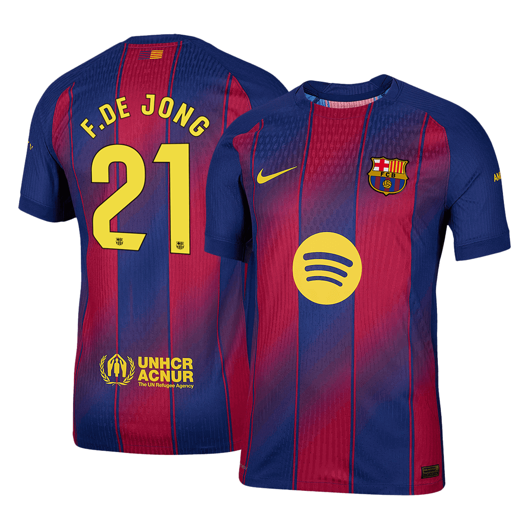 F.DE JONG #21 Mens Barcelona Home Jersey 2025/26 - Player Version (Slim Fit)