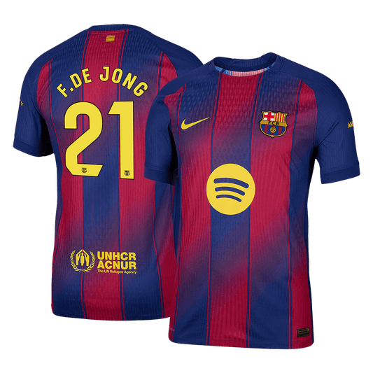 F.DE JONG #21 Mens Barcelona Home Jersey 2025/26 - Player Version (Slim Fit)