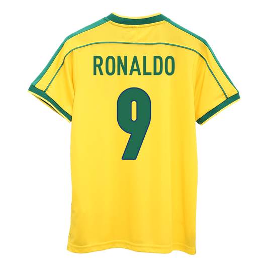 Retro RONALDO #9 1998 Mens Brazil World Cup Home Jersey