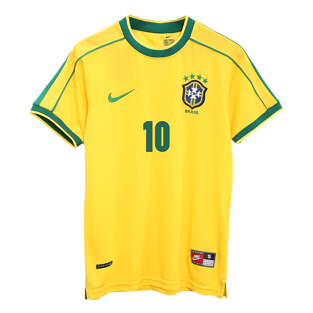Retro RIVALDO #10 1998 Mens Brazil World Cup Home Jersey