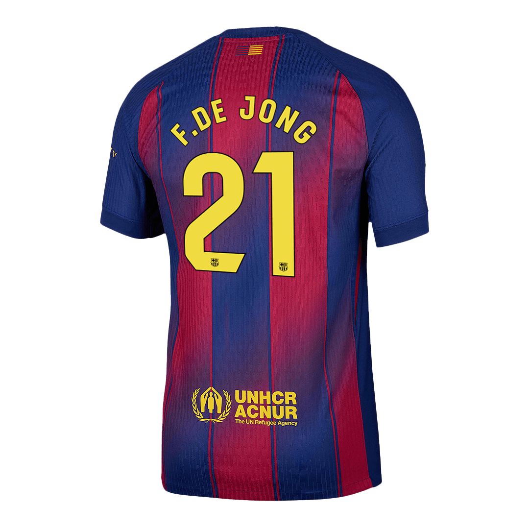 F.DE JONG #21 Mens Barcelona Home Jersey 2025/26 - Player Version (Slim Fit)