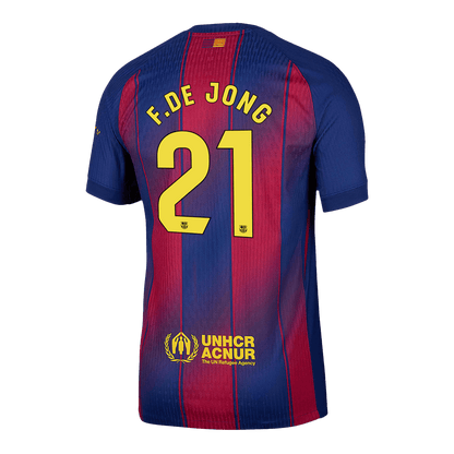 F.DE JONG #21 Mens Barcelona Home Jersey 2025/26 - Player Version (Slim Fit)