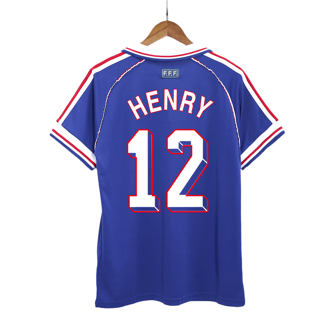 Retro HENRY #12 1998 Mens France World Cup Home Jersey