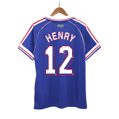 Retro HENRY #12 1998 Mens France World Cup Home Jersey