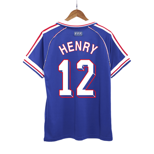 Retro HENRY #12 1998 Mens France World Cup Home Jersey